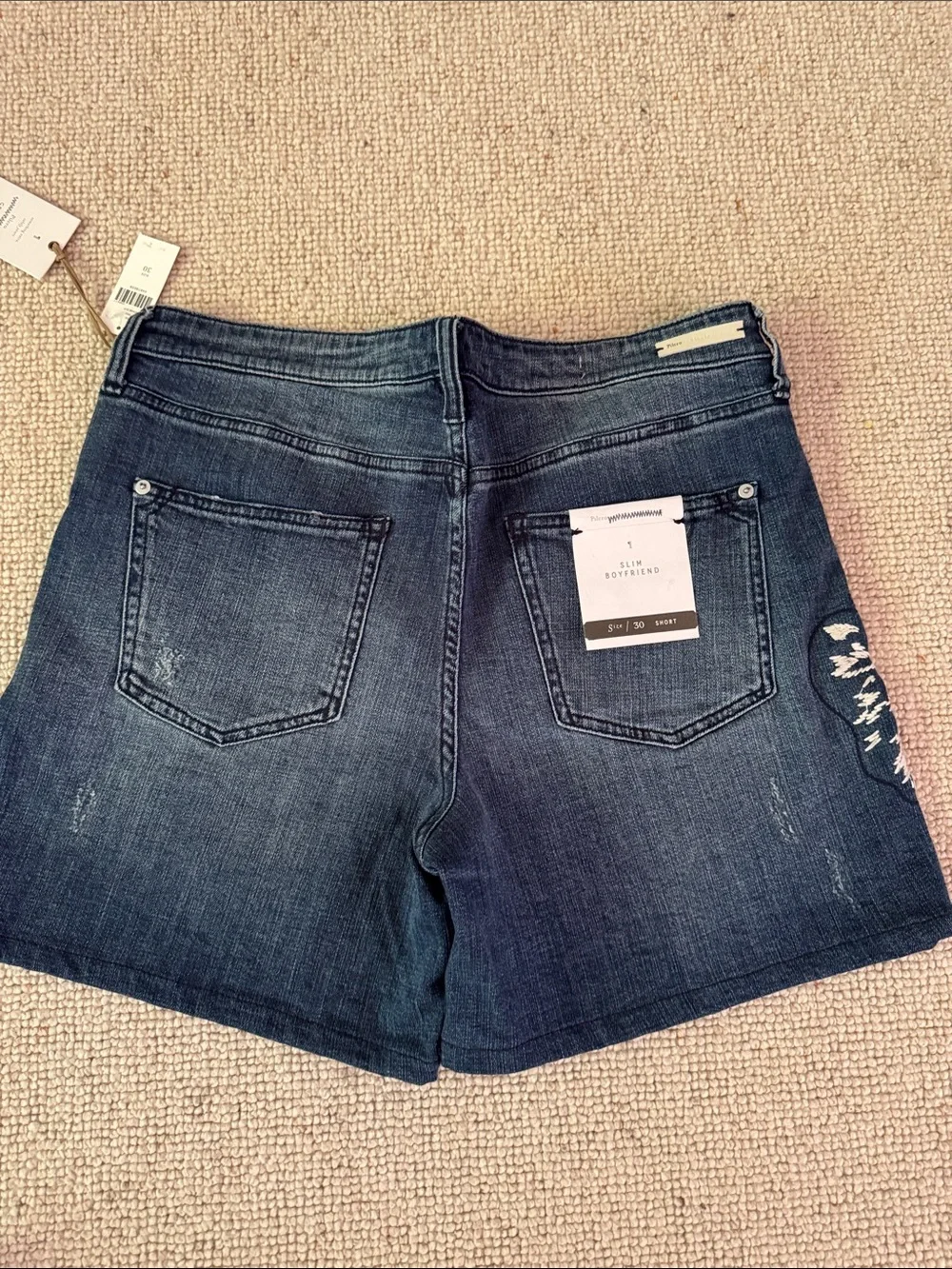 Pilcro embroidered and beaded denim shorts